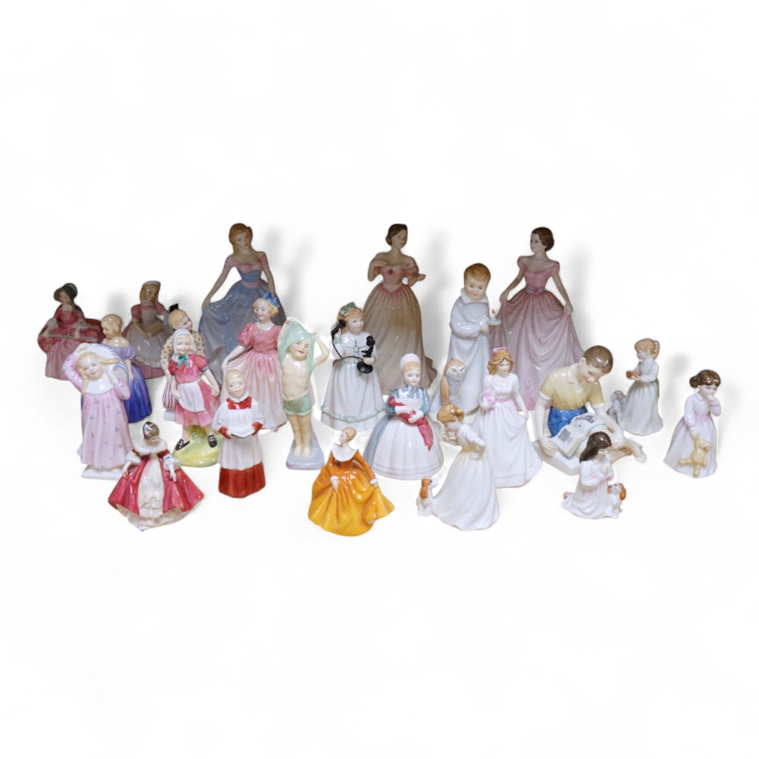 A collection of Royal Doulton figures to include Treasure Island, The Land of Nod, Hope, Bo Peep, Marie, etc, largest 22cm high